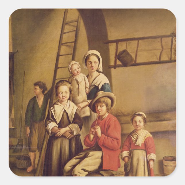 Interior of a Barn Square Sticker (Front)