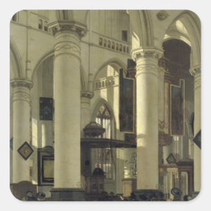 Interior of a church square sticker