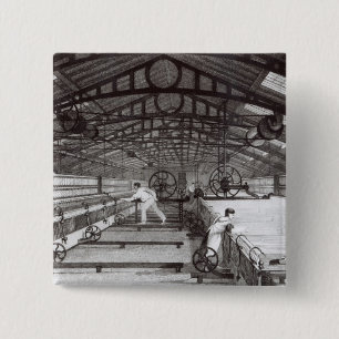 Interior of a Cotton Mill 15 Cm Square Badge