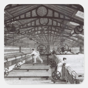 Interior of a Cotton Mill Square Sticker