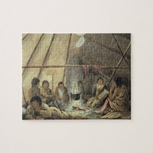 Interior of a Cree Indian Tent, March 25th 1820, f Jigsaw Puzzle