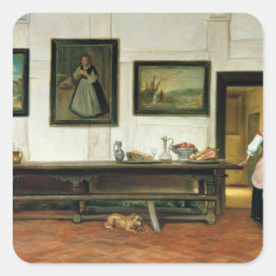 Interior of a dining hall, 1866 square sticker