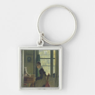 Interior of a Dining Room, detail of a woman Key Ring