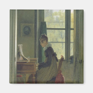 Interior of a Dining Room, detail of a woman Magnet