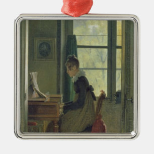 Interior of a Dining Room, detail of a woman Metal Ornament