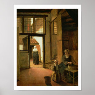 Interior of a Dutch House (oil on panel) Poster