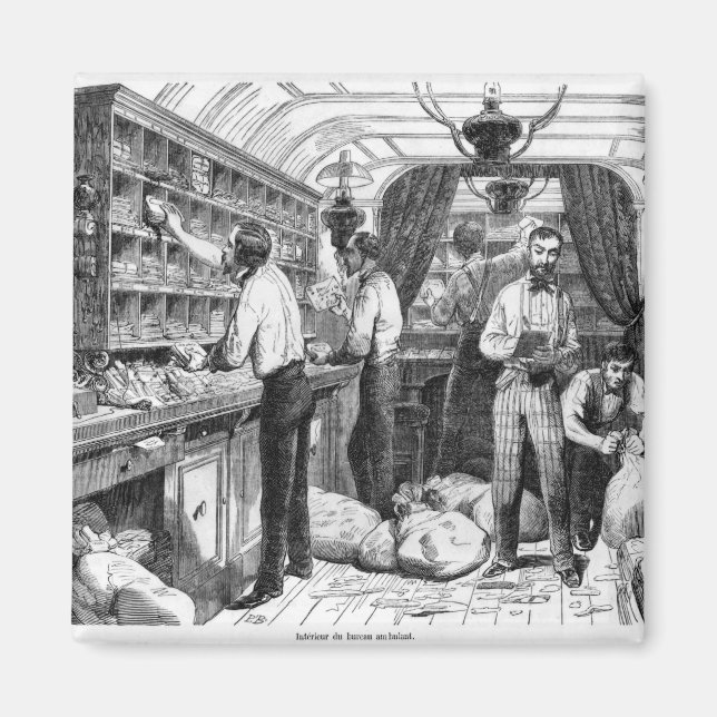 Interior of a French railway postal wagon Magnet (Front)