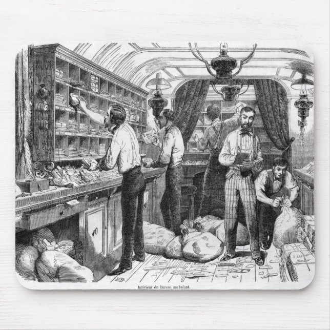 Interior of a French railway postal wagon Mouse Pad (Front)