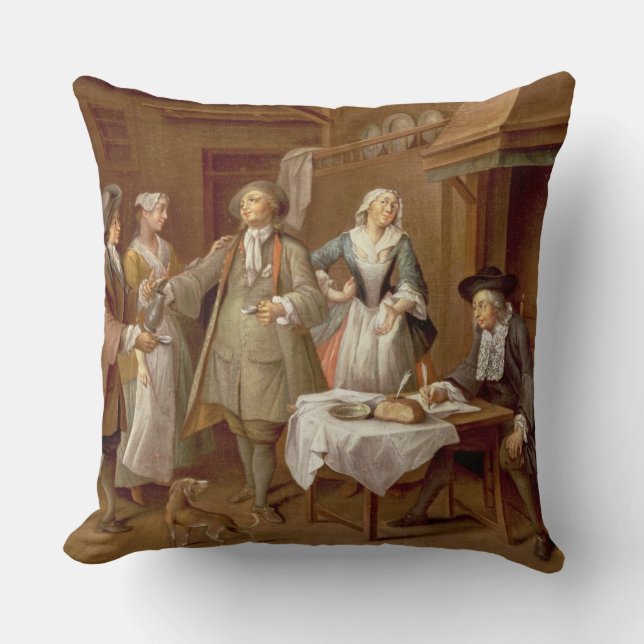 Interior of a Kitchen with Figures Tasting Wine Cushion (Front)