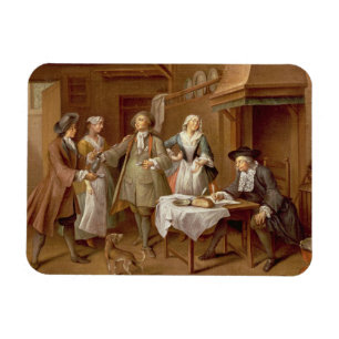Interior of a Kitchen with Figures Tasting Wine Magnet
