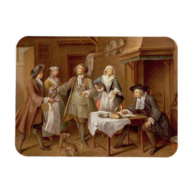 Interior of a Kitchen with Figures Tasting Wine Magnet (Horizontal)