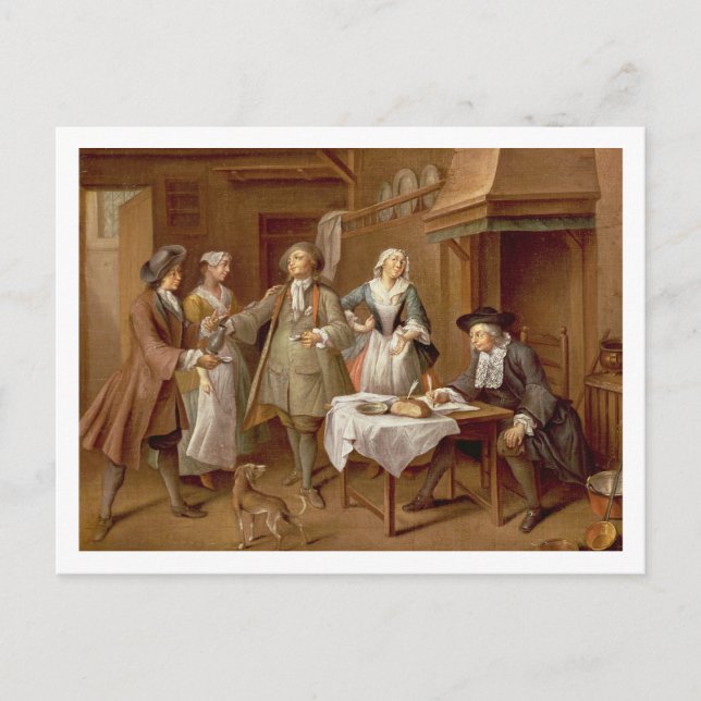Interior of a Kitchen with Figures Tasting Wine Postcard (Front)