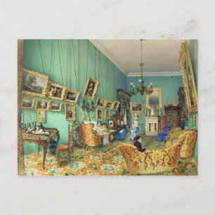 Interior of a living room, 1847 postcard