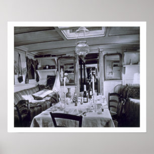 Interior of a Nile Boat (b&w photo) Poster