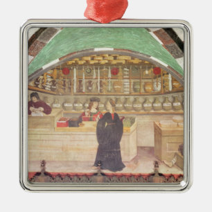 Interior of a pharmacy metal ornament