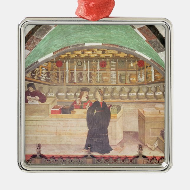 Interior of a pharmacy metal ornament (Front)