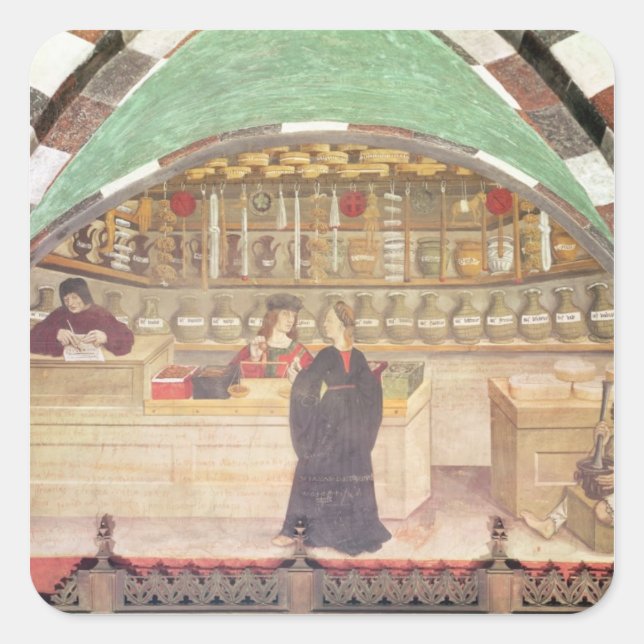 Interior of a pharmacy square sticker (Front)