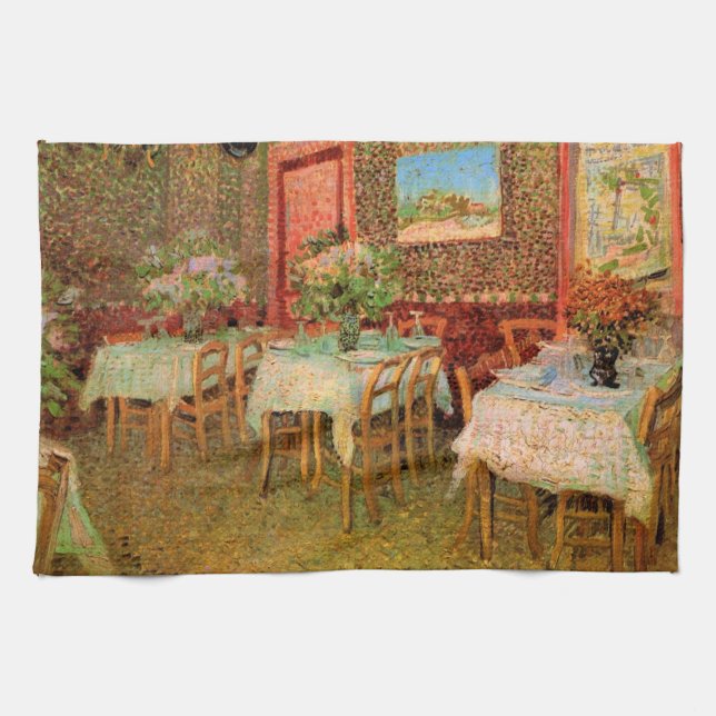 Interior of a Restaurant by Vincent van Gogh Tea Towel (Horizontal)