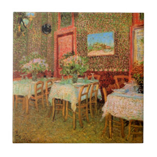 Interior of a Restaurant by Vincent van Gogh Tile