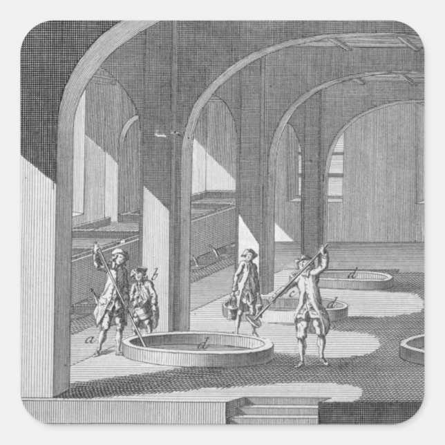 Interior of a Soap Factory, illustration for an en Square Sticker (Front)
