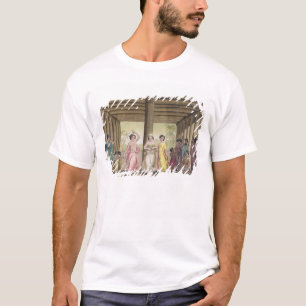 Interior of a Tahitian house with dancing girls, i T-Shirt