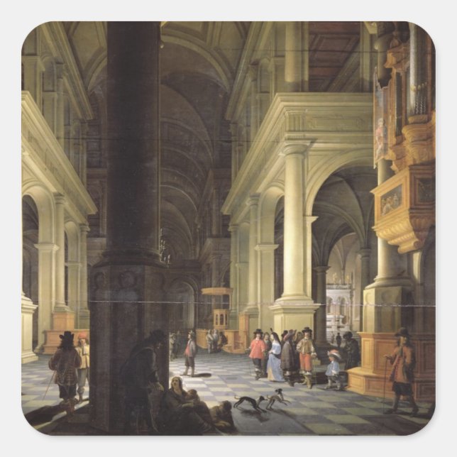 Interior of a Temple, 1652 Square Sticker (Front)
