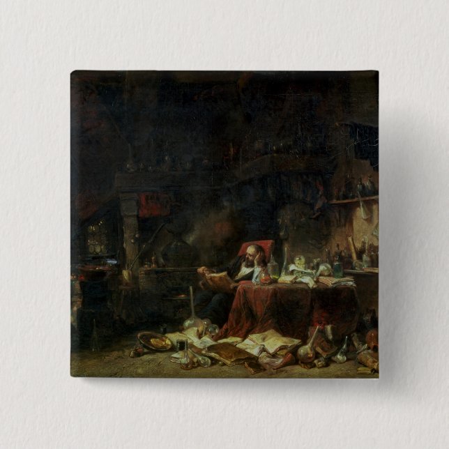 Interior of an Alchemist's Study 15 Cm Square Badge (Front)