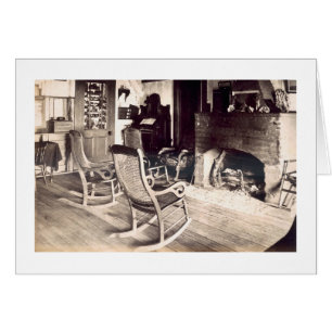 Interior of an American wooden shack, c.1880s (pho