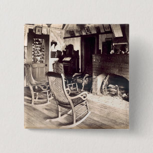 Interior of an American wooden shack, c.1880s (pho 15 Cm Square Badge