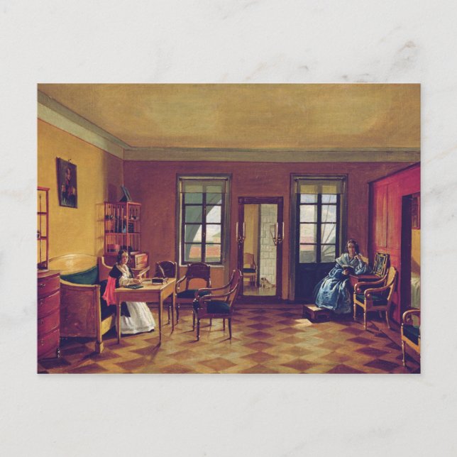 Interior of an attic postcard (Front)