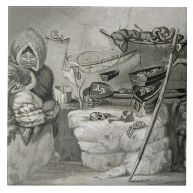 Interior of an Eskimo Snow Hut, Winter Island 1822 Ceramic Tile (Front)