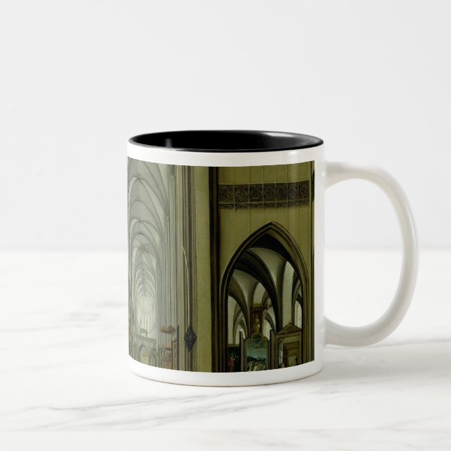 Interior of Antwerp cathedral Two-Tone Coffee Mug (Right)
