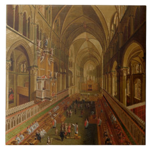 Interior of Canterbury Cathedral, c.1675-1700 (oil Ceramic Tile