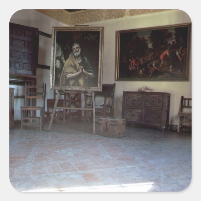 Interior of El Greco's  studio Square Sticker (Front)