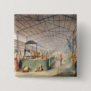 Interior of Les Halles, 1835 15 Cm Square Badge