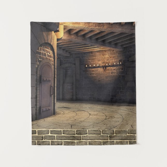 Interior of Mediaeval Castle Photo Backdrop Tapestry (Front)