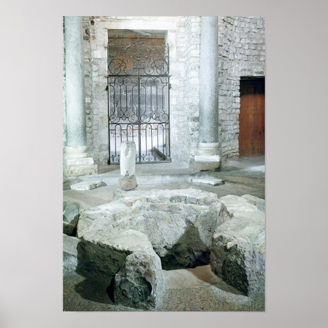 Interior of octagonal baptistery of  cathedral poster (Front)