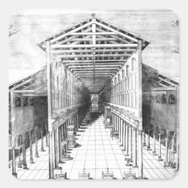 Interior of Old St.Peter's, Rome Square Sticker (Front)