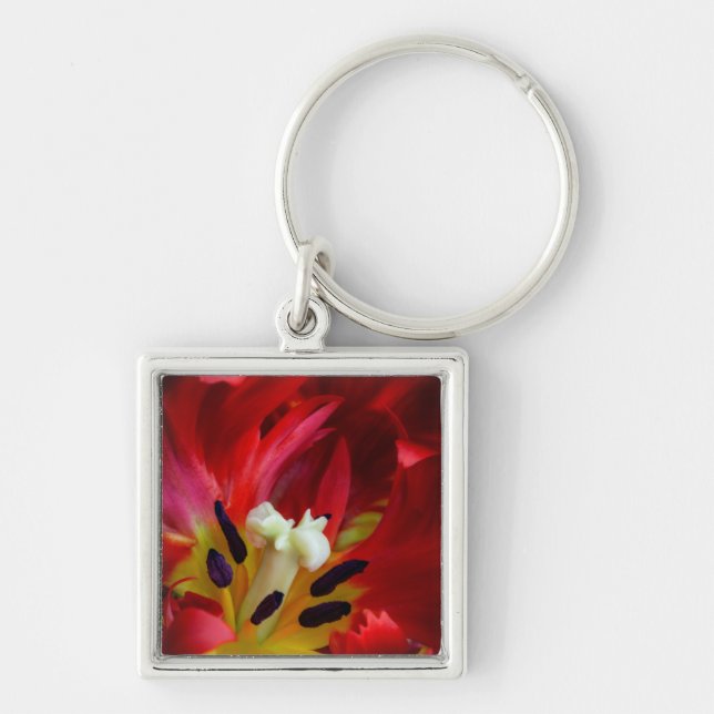 Interior of parrot tulip flower key ring (Front)