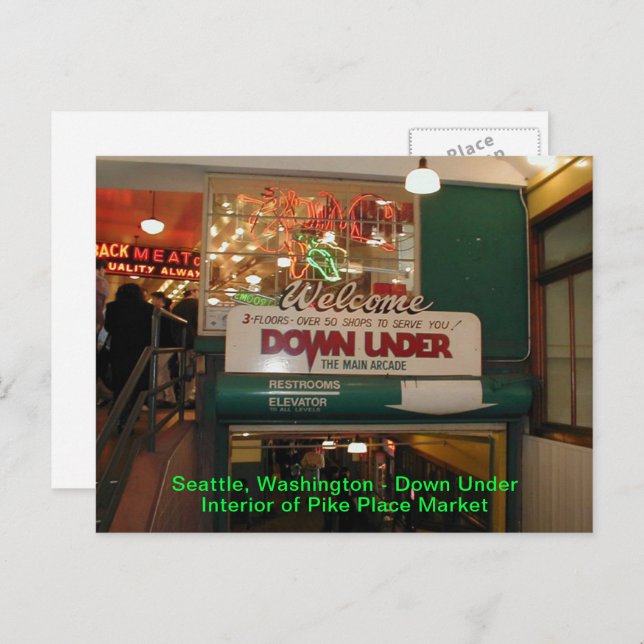 Interior of Pike Place Market Seattle, Washington Postcard (Front/Back)