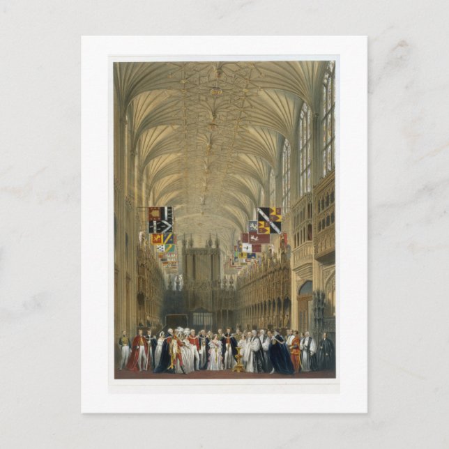 Interior of St George's Chapel, 1838 (colour litho Postcard (Front)