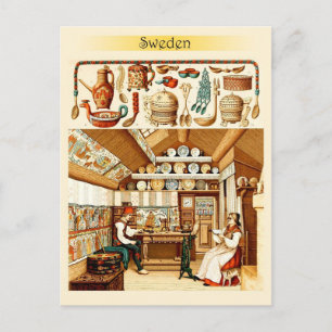 Interior of Swedish House (furniture and cookware) Postcard