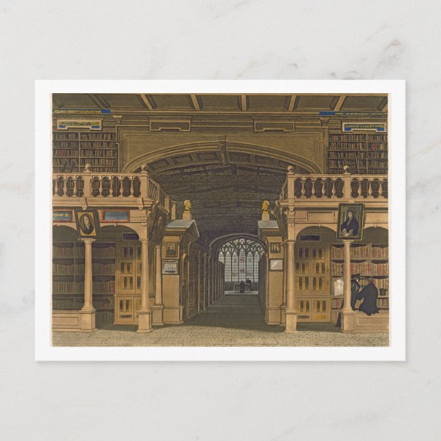 Interior of the Bodleian Library, illustration fro Postcard (Front)