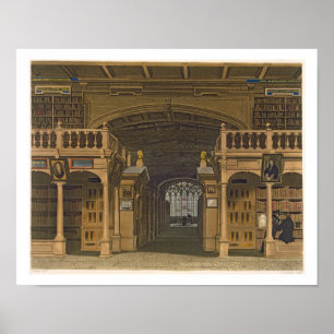 Interior of the Bodleian Library, illustration fro Poster