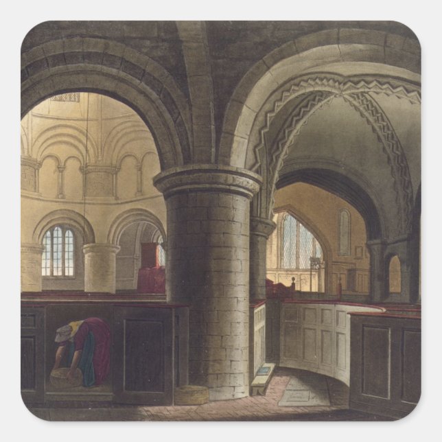 Interior of the Church of the Holy Sepulchre, Camb Square Sticker (Front)