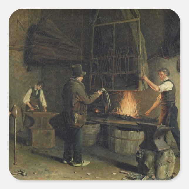 Interior of the Forge, 1837 Square Sticker (Front)