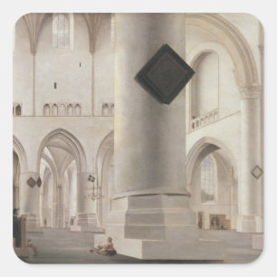 Interior of the Grote Kerk, Amsterdam, c.1637 Square Sticker