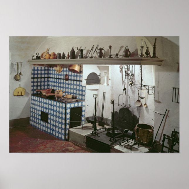 Interior of the kitchen of the Hotel de Cabris Poster (Front)