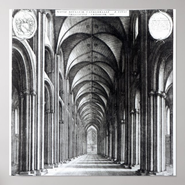 Interior of the Nave of St. Paul's, 1658 Poster (Front)
