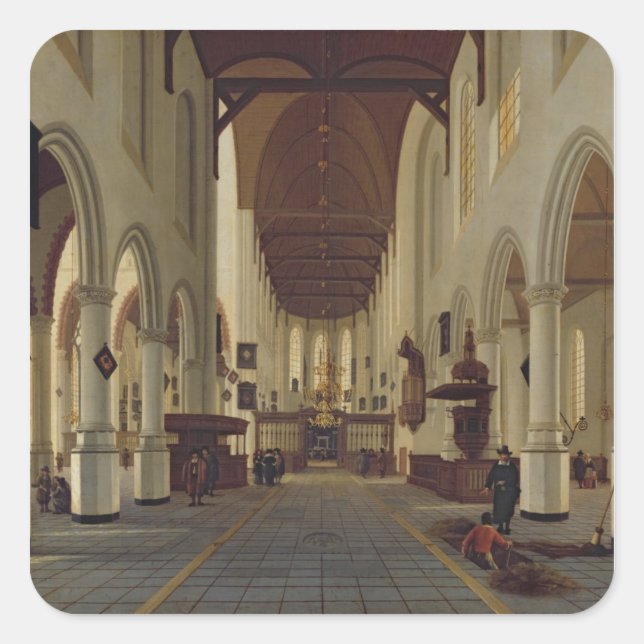 Interior of the Oude Kerk, Delft, c.1660-70 Square Sticker (Front)